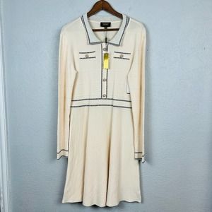 NEW! Alexia Admor Knit Bianca Shirt Dress Pearl Button Detail Collar Modest - XL